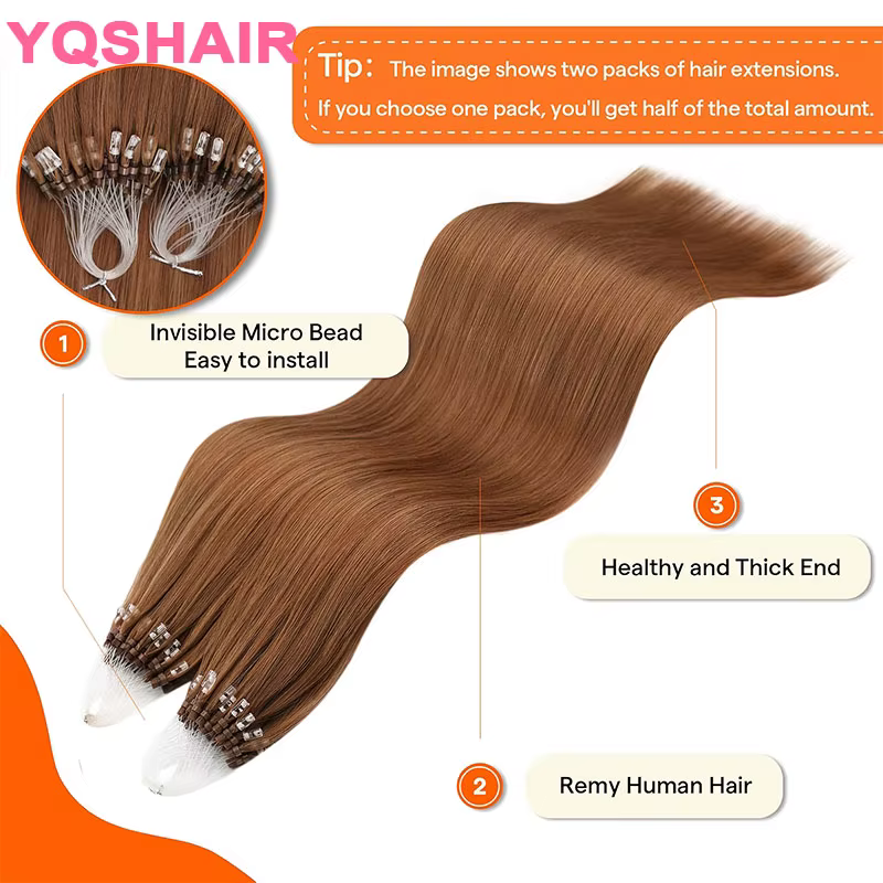Extensions de cheveux pré-collées Micro Loop, 100% cheveux humains vierges Remy naturels, extensions