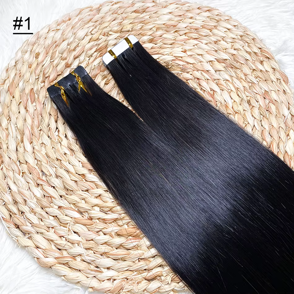 Extensions de cheveux blondes à bandes adhésives invisibles en cheveux humains, trame de peau en PU,