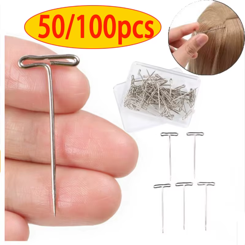 TANT-Pins en acier inoxydable pour perruque, épingles en T grossières, épingles en T exécutives pour