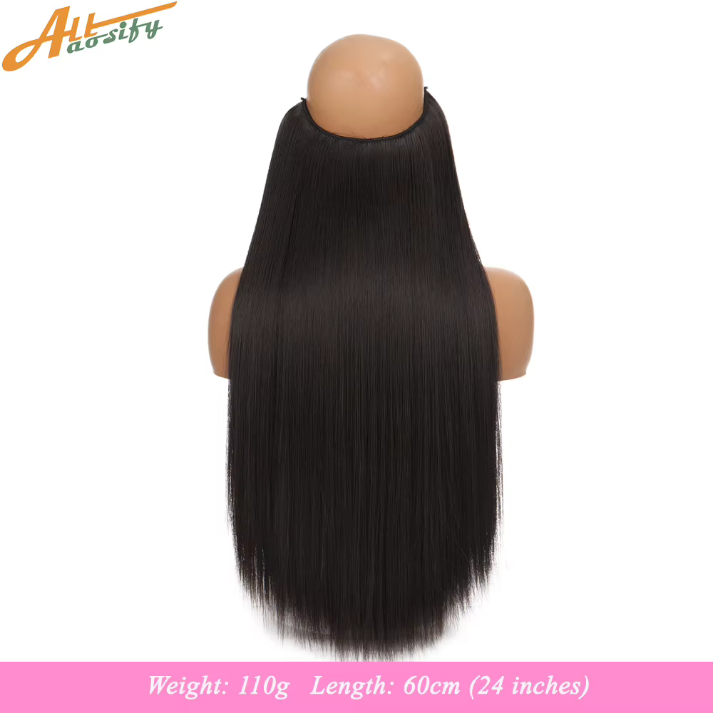 Extensions de Cheveux Synthétiques Sans réinitialisation, Postiche Artificielle Naturelle, Blonde, R