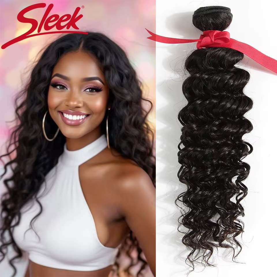 Mèches brésiliennes Remy naturelles élégantes, Deep Wave, 28 pouces, Extensions de cheveux bouclés,