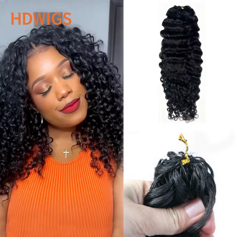Vague d'eau sans noeud pré-séparé Crochet Extensions de cheveux cheveux humains bouclés plume Croche