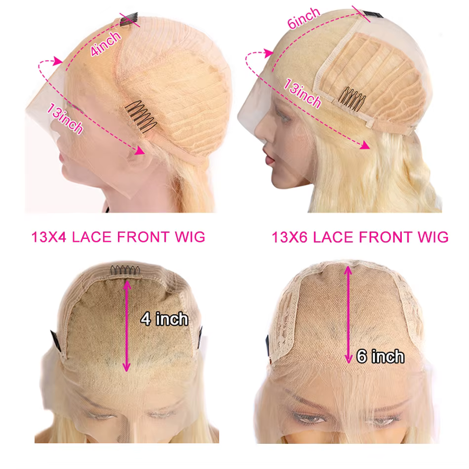 613 Blonde 13x6 HD Transparent dentelle frontale perruques de cheveux humains pour les femmes droite