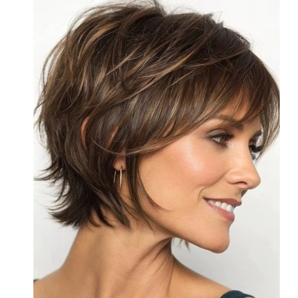 Perruque courte pour femme en cheveux naturels, avec filet intérieur Rose, 6 pouces, densité 180%, c