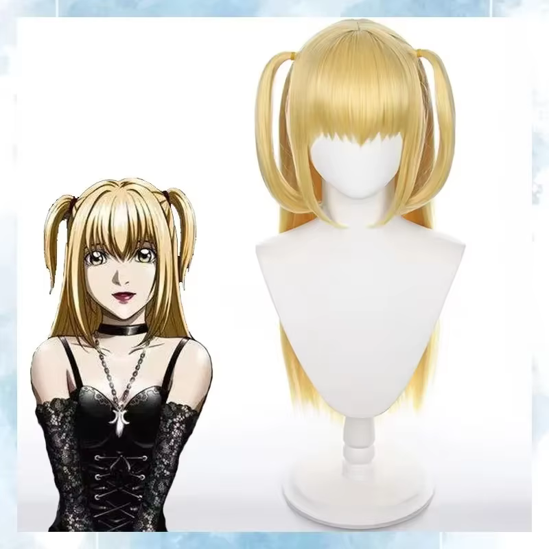 WHIMSICAL W Amane Misa Cosplay perruque longue droite style doré résistant à la chaleur perruque de