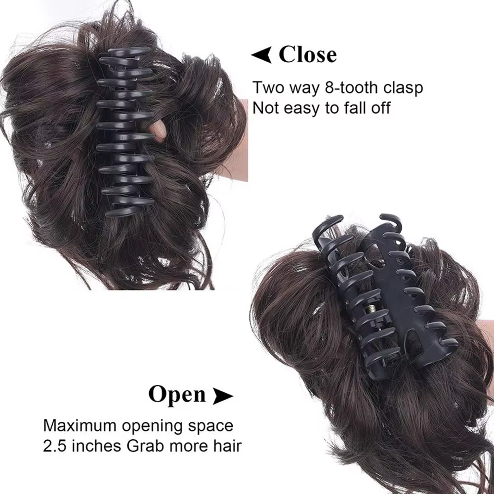 10 pouces pince à cheveux synthétique désordre bouclés Faux Chignon pince à cheveux ébouriffé Updo c