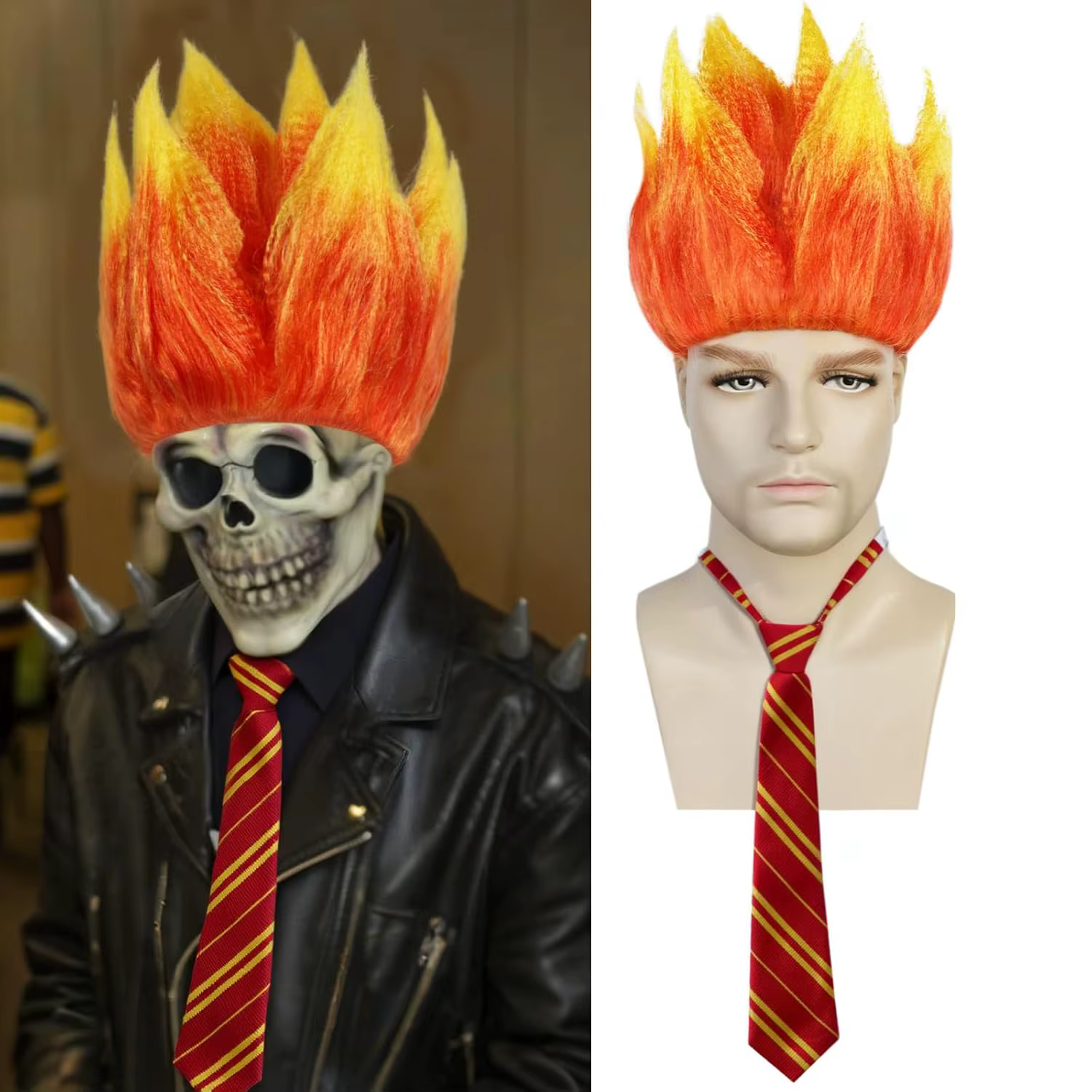 ANOGOL feu perruque flamme Orange hérissé perruque courte feu Cosplay Costume hommes cheveux synthét