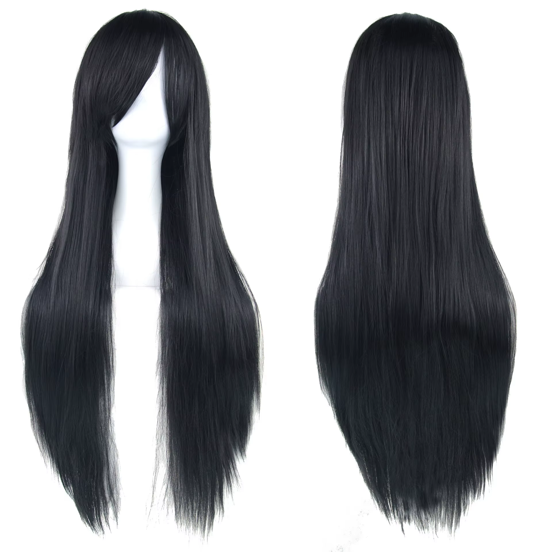 Perruques synthétiques longues de 80 cm, blanches et violettes, pour cosplay, cheveux verts, perruqu