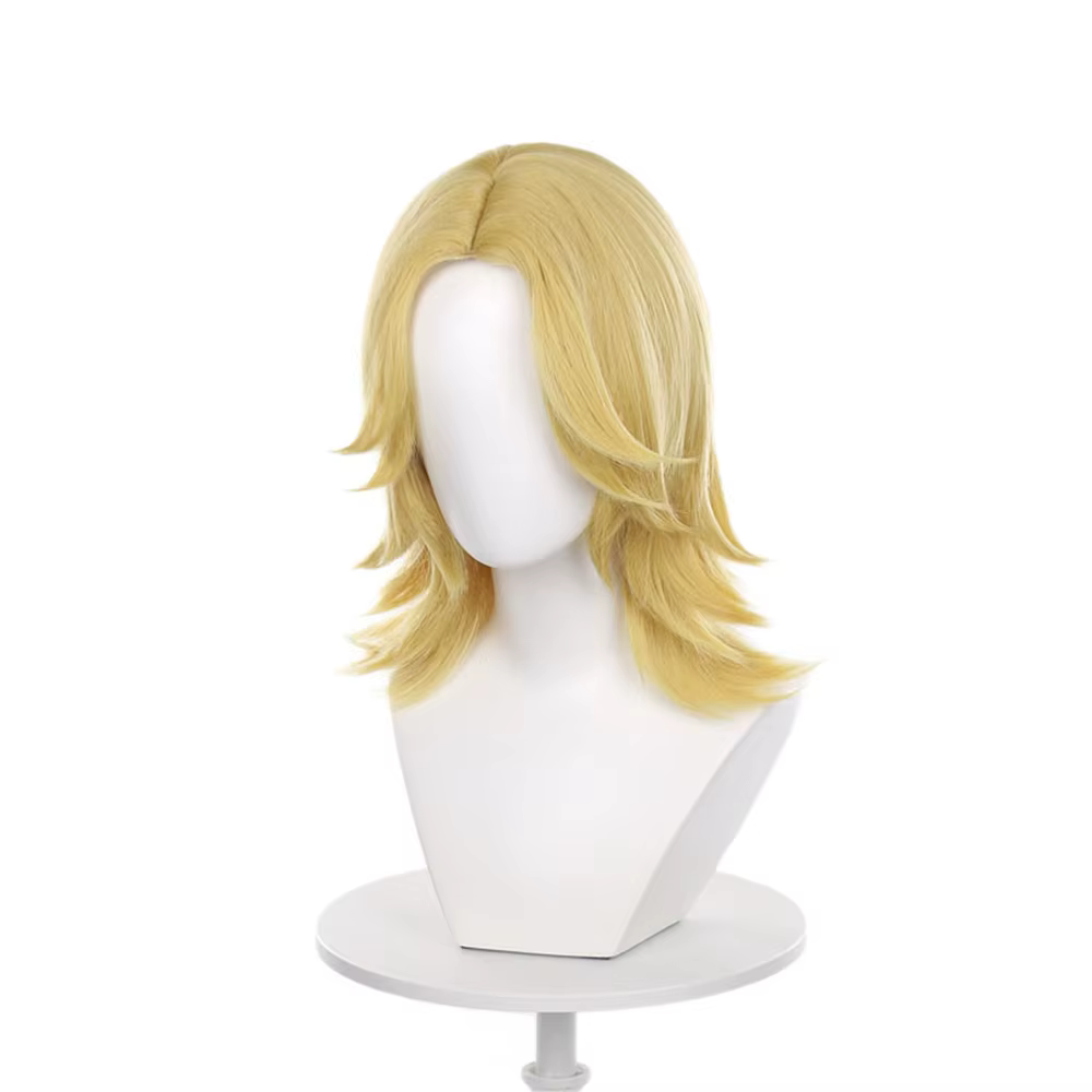 Perruque de Cosplay Anime Johnny Joestar, cheveux synthétiques blonds mi-longs et lisses, accessoire