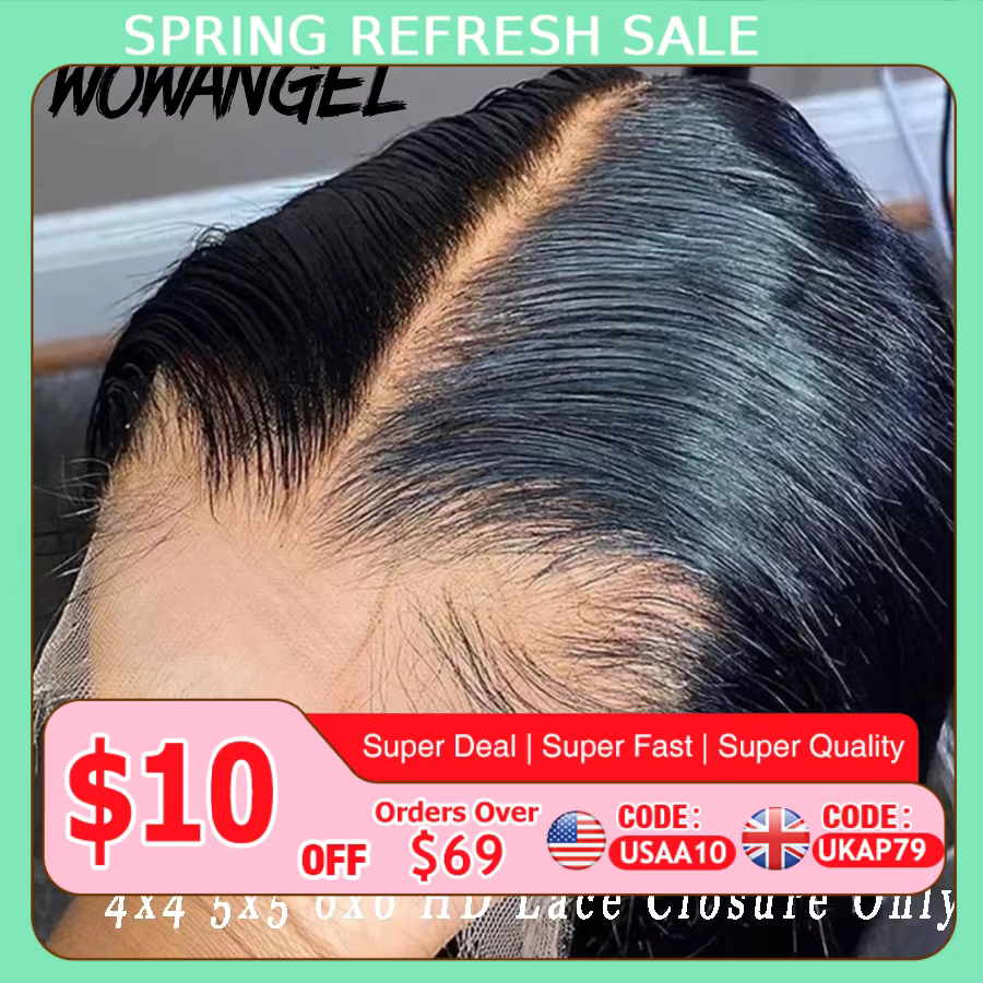WOWANGEL 7x7/6x6/5x5 HD fermeture à lacet cheveux humains fondre la peau partie profonde cuir chevel
