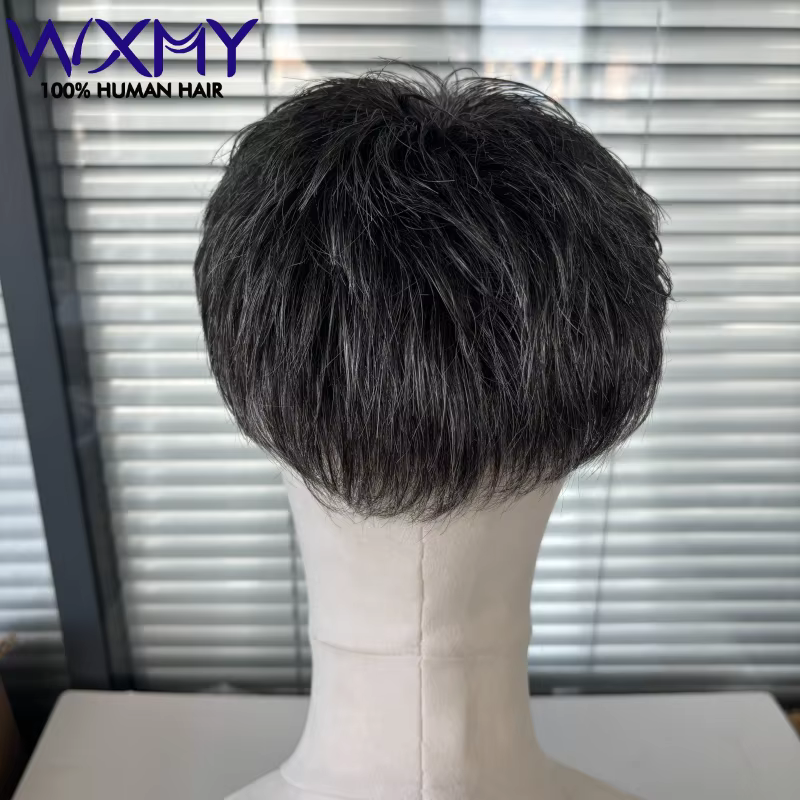 Toupet hommes 0.08-0.10mm Base de peau Durable homme perruque mâle cheveux prothèse coupe de cheveux