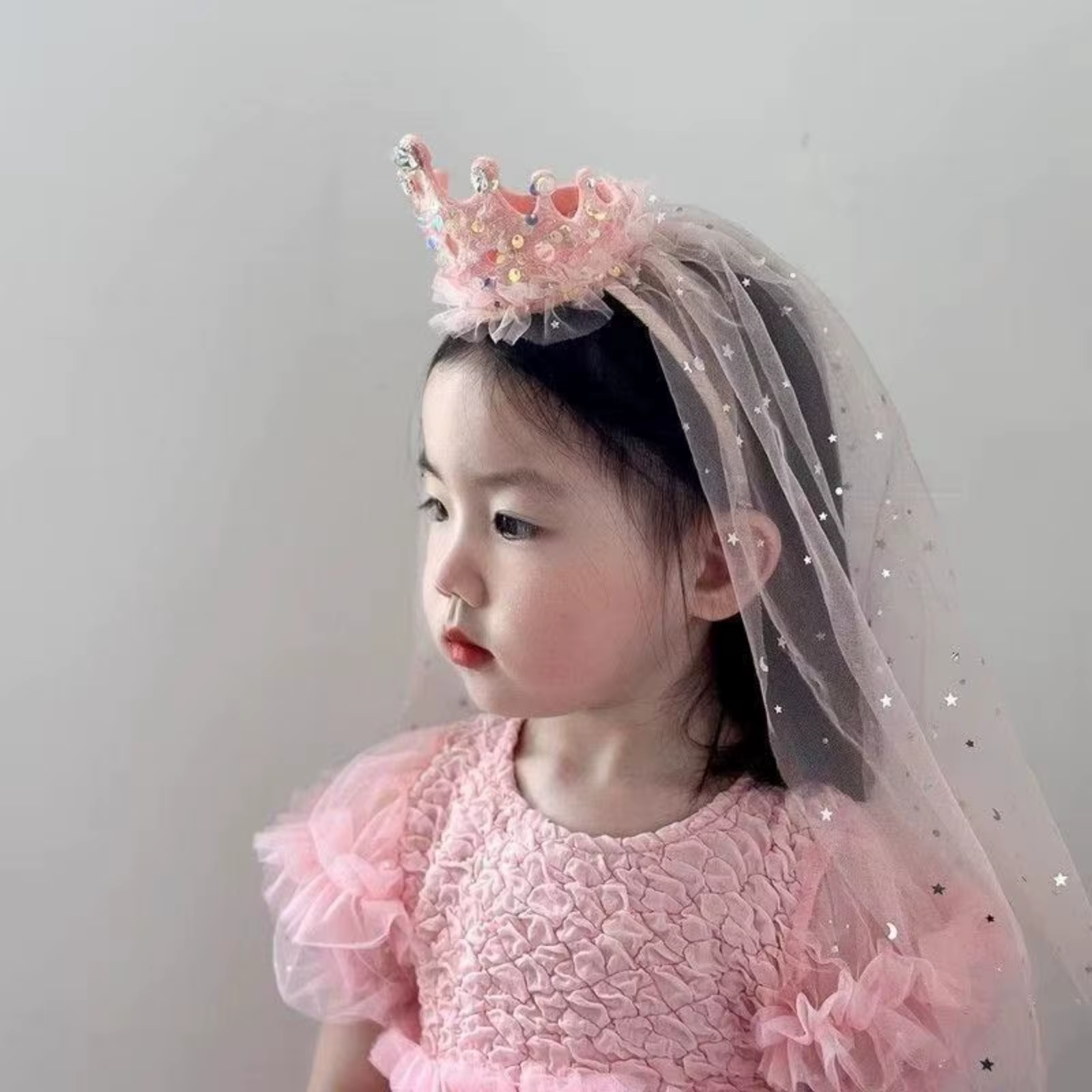 Bandeaux en voile de couronne de princesse, accessoires pour cheveux en Tulle scintillant, couvre-ch