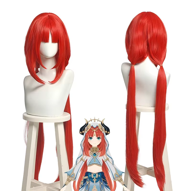 Genshin Impact Nilou Cosplay perruque cheveux synthétiques femmes longue perruque rouge queue de che