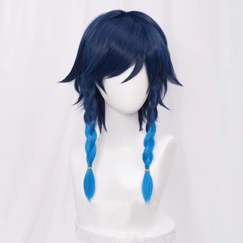 Perruque Venti synthétique de 65cm de Long pour femme et fille, perruque de jeu Genshin Impact Cospl