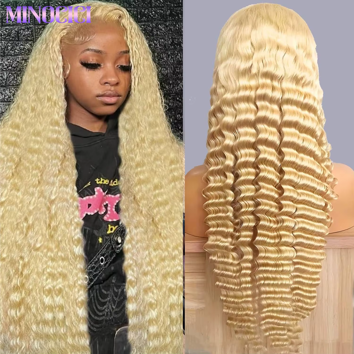 30 pouces 613 dentelle avant perruque cheveux humains Blonde perruque cheveux humains 613 vague prof