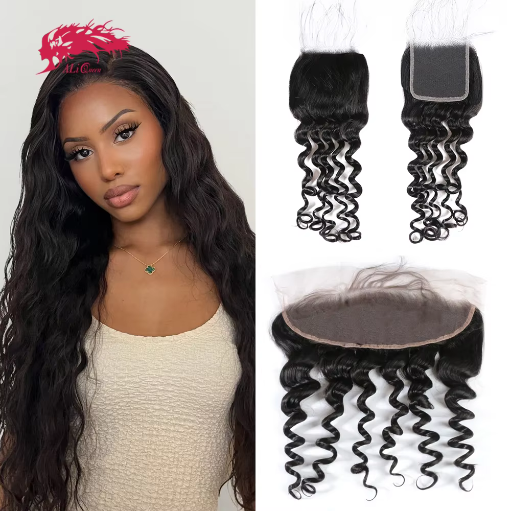 Ali Queen Hair Ondulation Naturelle 2x6 4x4 5x5 Fermeture en dentelle HD Cheveux Humains Frontal en 