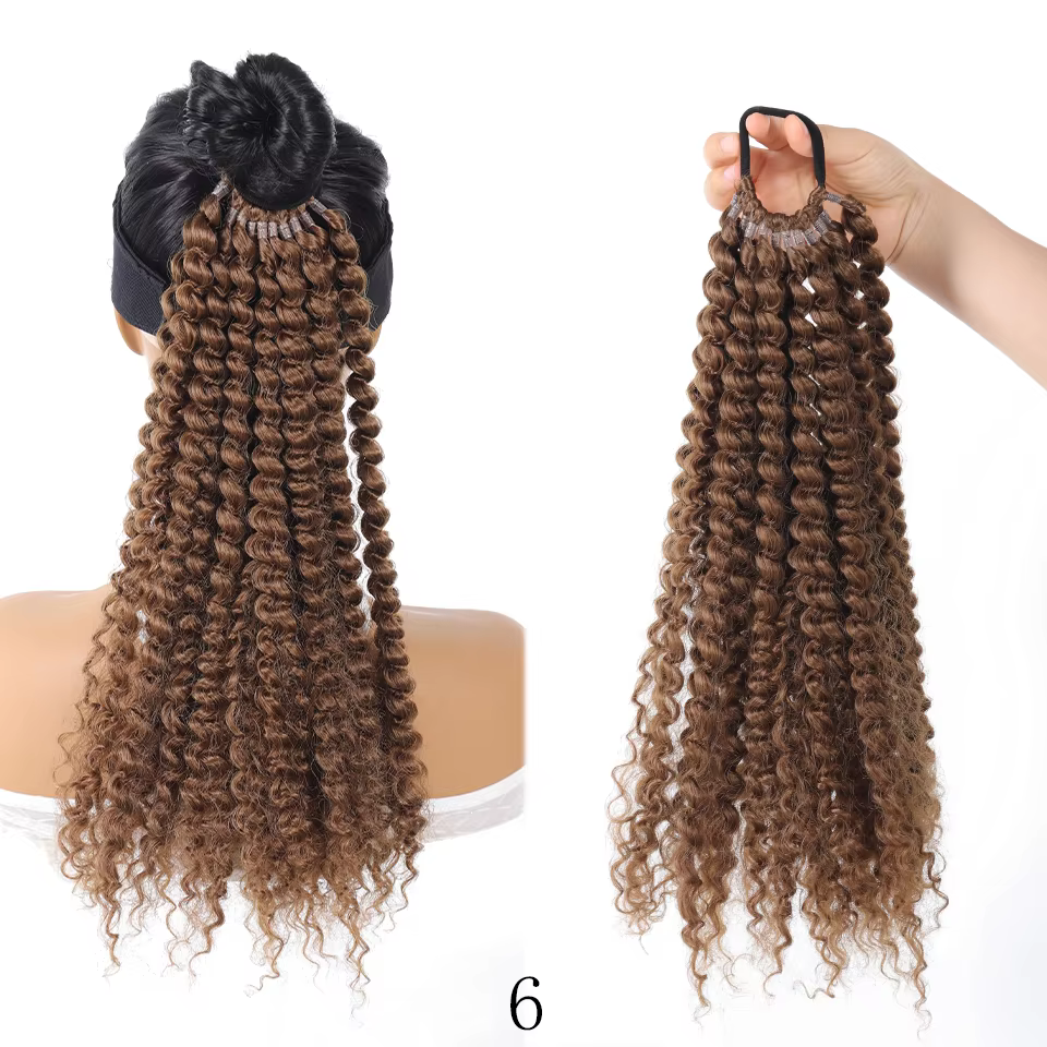 Extension de queue de cheval synthétique pour femmes noires, extensions de cheveux légères et moelle