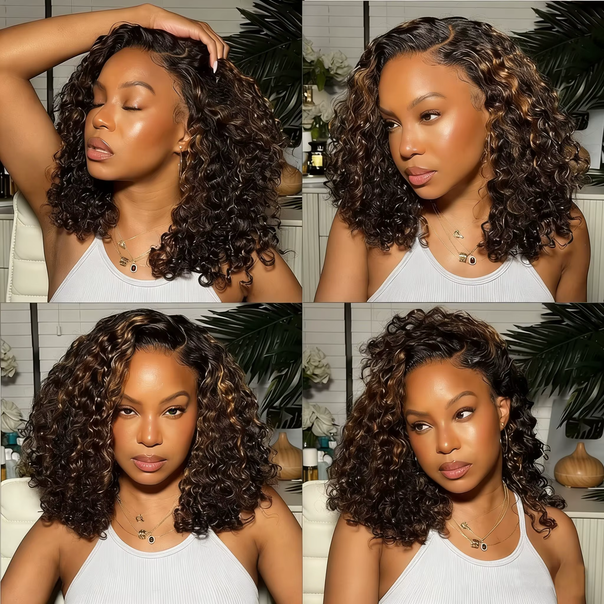 ISEE Hair # Perruques sans colle 7x5 en cheveux humains, effet ombré 2/30, ondulées, pré-épilées, pr