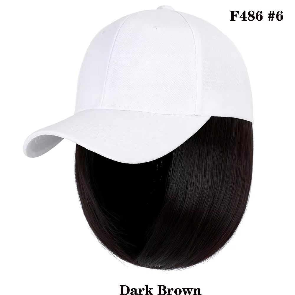 Perruque Synthétique Courte et Lisse Bob Réglable pour Femme, Casquette de Baseball Hip Hop, Extensi