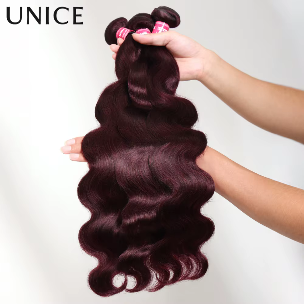 UNice cheveux noir cerise vague de corps paquets de cheveux humains 1/3/4 pièces traiter poids de ch