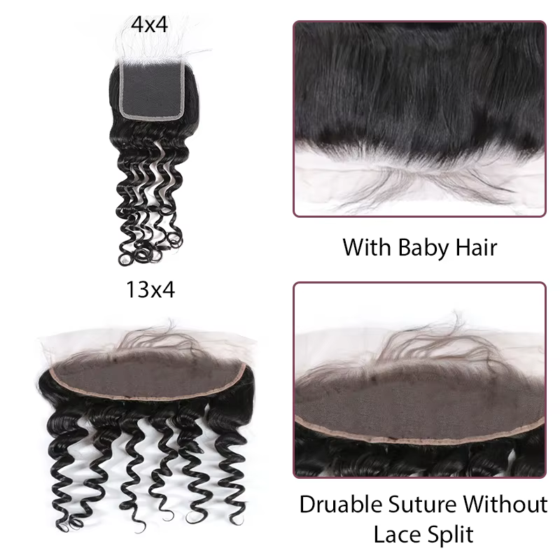 Ali Queen Hair Ondulation Naturelle 2x6 4x4 5x5 Fermeture en dentelle HD Cheveux Humains Frontal en