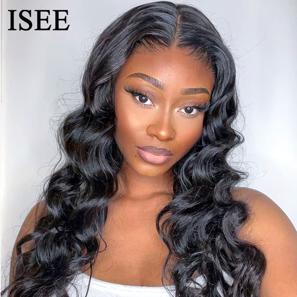 ISEE HAIR brésilien vague de corps 4x4 dentelle fermeture perruques pour les femmes 13x4 dentelle fr