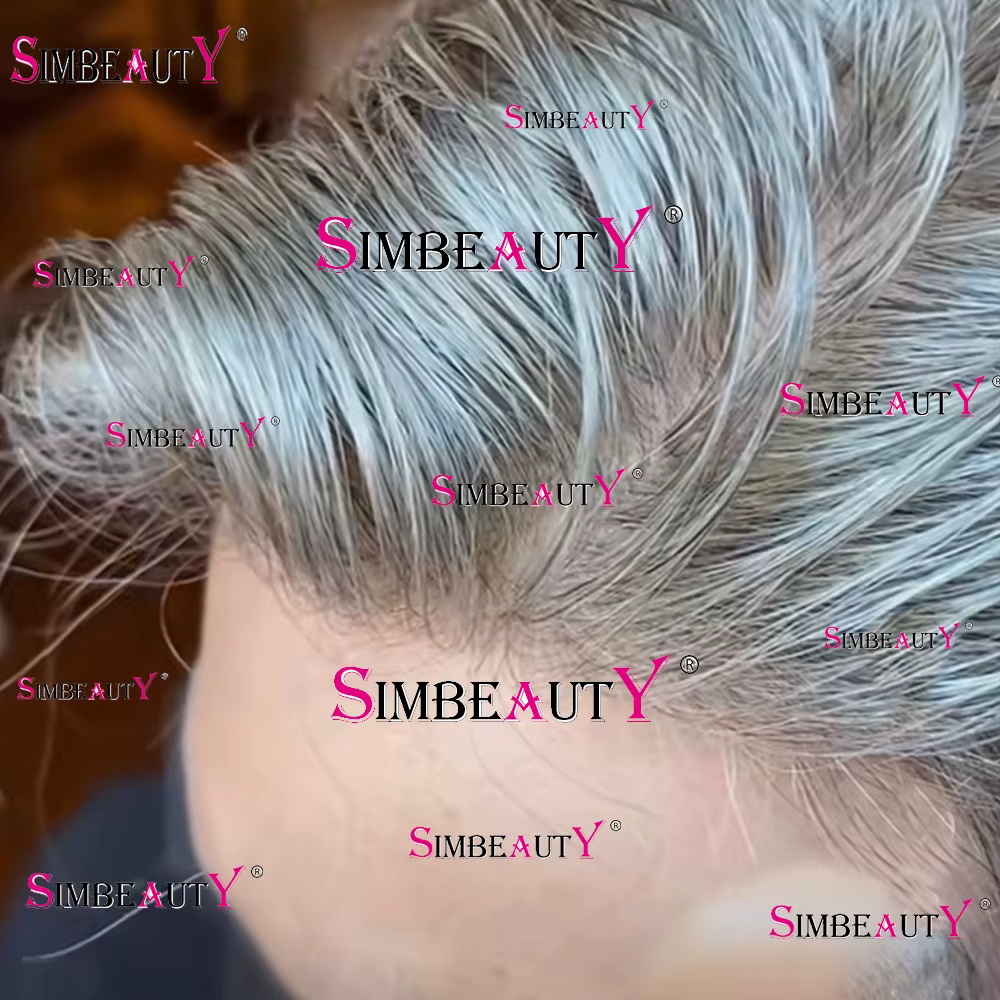 Indétectable 1b80 1b65 cheveux gris homme toupet cheveux humains mâle capillaire prothèses système n