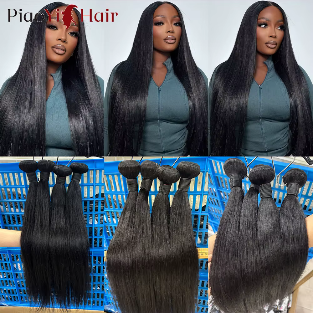 12A paquets de cheveux humains droits 100% paquets de cheveux humains bruts 20 22 24 pouces Extensio