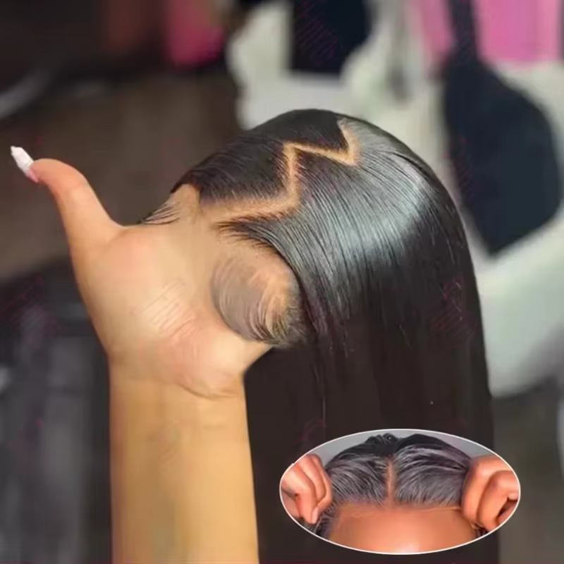 Perruque Lace Frontal Wig synthétique lisse et soyeuse, cheveux doux, 13x4, naissance des cheveux pr
