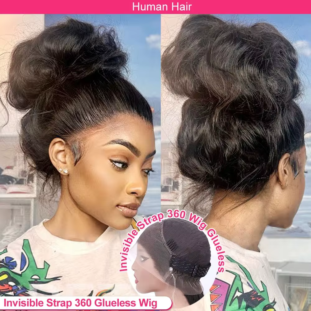 Perruque Lace Frontal Wig 360 naturelle sans colle, 30 pouces, avec sangle Invisible, Full Hd, avec 