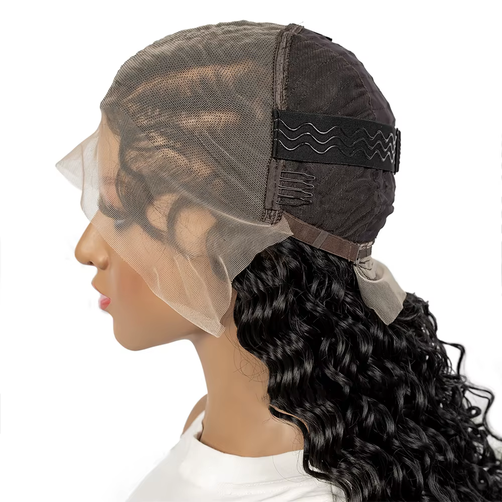 Perruques tressées Cornrow 26 pouces 13x6 dentelle transparente frontale vague profonde perruques de