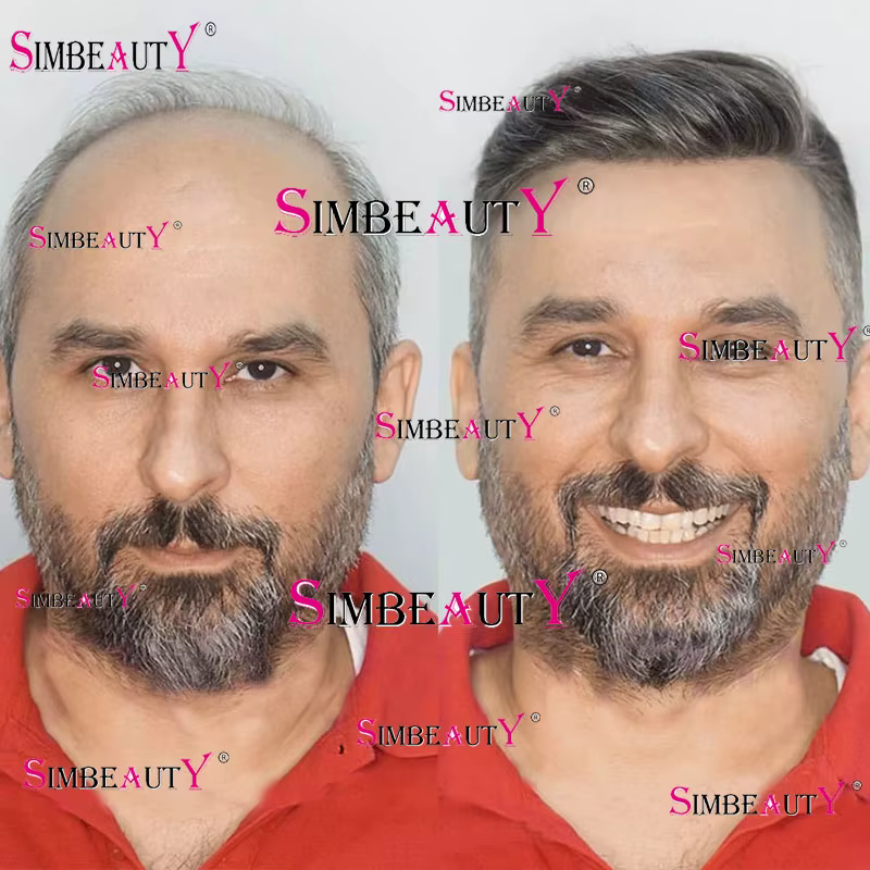 Indétectable 1b80 1b65 cheveux gris homme toupet cheveux humains mâle capillaire prothèses système n