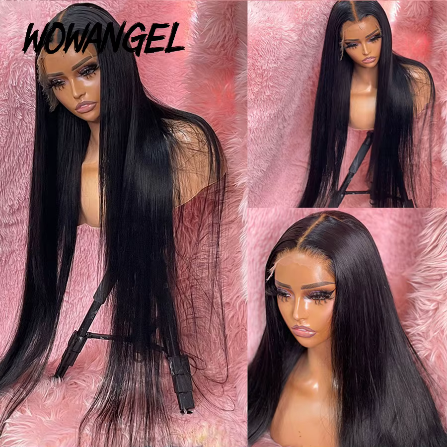 Perruque Lace Front Wig brésilienne naturelle-WOW ANGEL, cheveux lisses, 13x6, HD, pre-plucked, nais