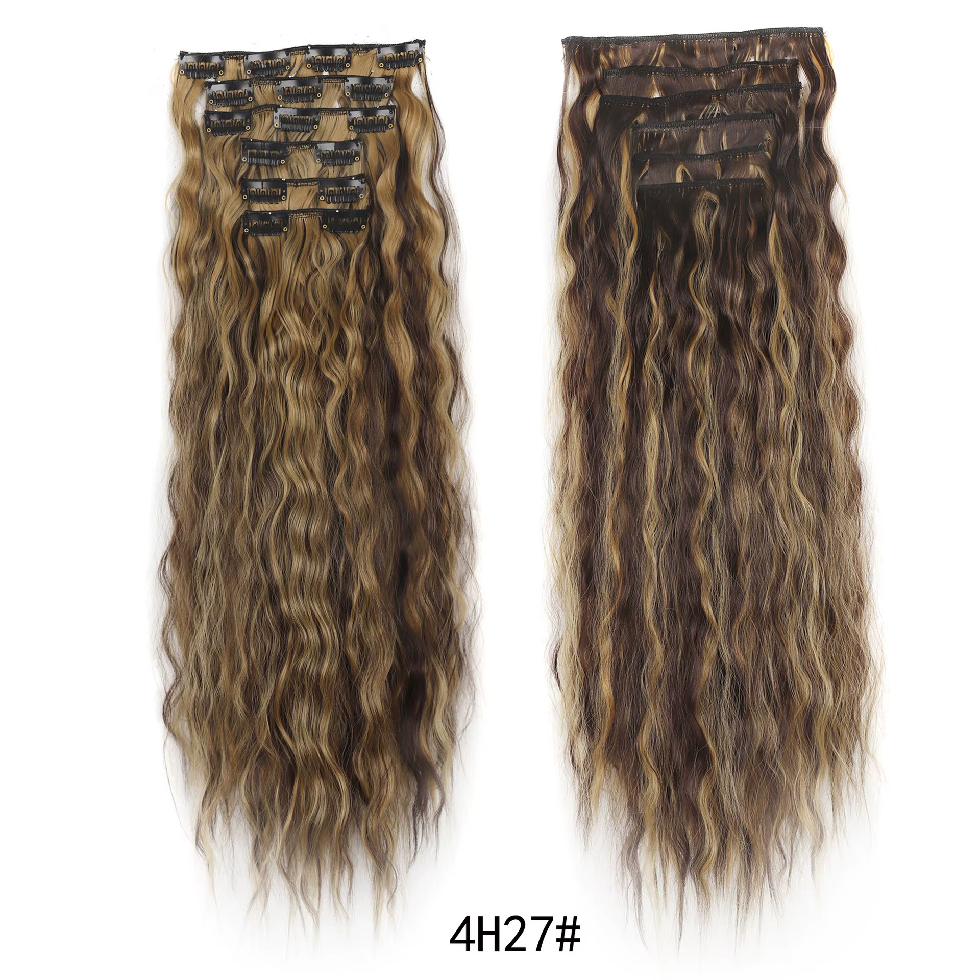 Extensions capillaires synthétiques à clips, ensemble de 6 pièces, postiche crépue bouclée de 24 pou