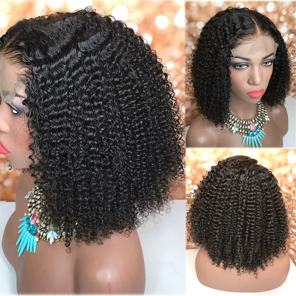 Perruque Lace Front Wig naturelle crépue bouclée-Afro, blond miel ombré 1B 27, 13x6, pre-plucked, la