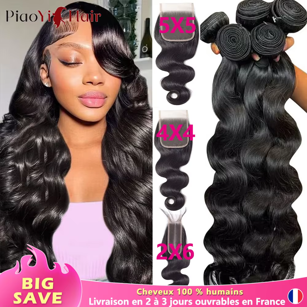 Body Wave tissage avec closure ,tissage cheveux humain,tissage livraison 3 à 5 jours,tissage bresili