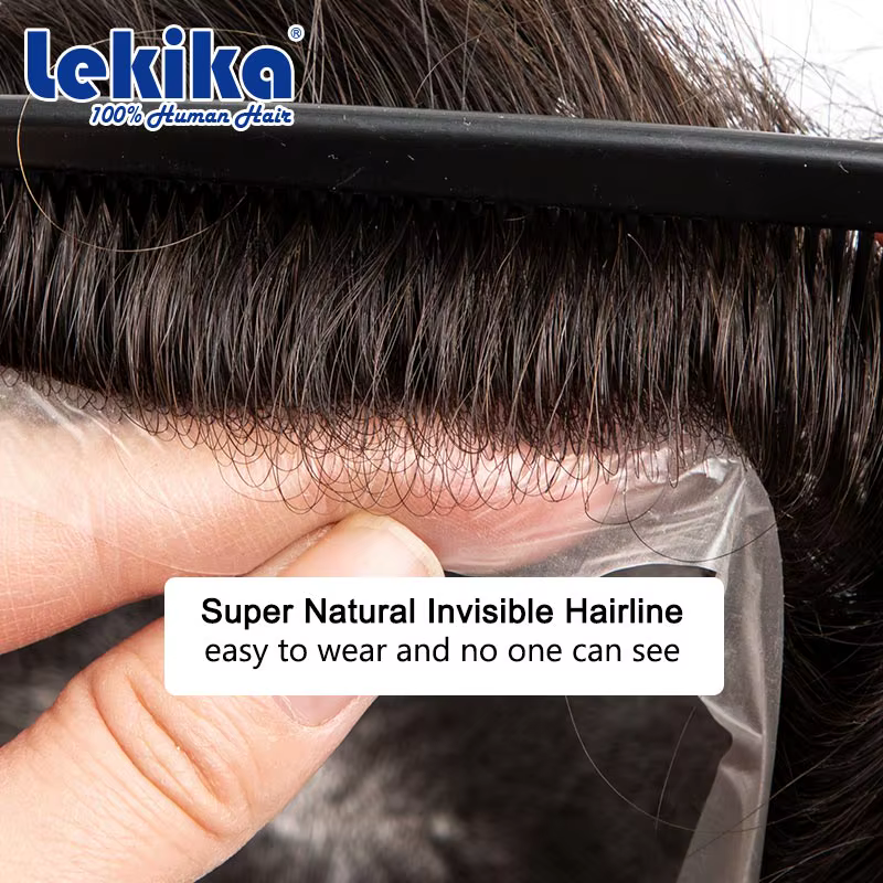 0.03mm PU Ultra mince peau toupet naturel hommes perruque Invisible mâle cheveux prothèse V boucle s