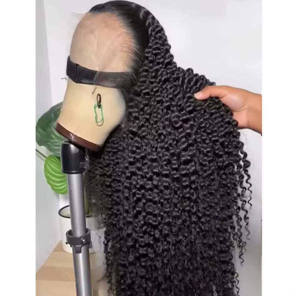 Perruques en cheveux humains densité 230, perruques bouclées transparentes, perruque frontale en den