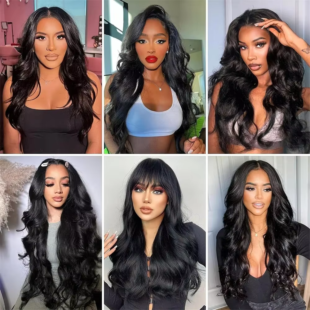 Extensions de cheveux humains Remy brésiliens, ondulés, couleur noir naturel, 1/3/4 pièces, 40 pouce