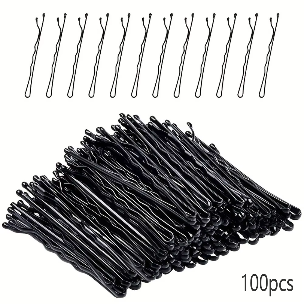 Lot de 100 pinces à cheveux en métal ondulé, antidérapantes et durables, pour chignons, franges et c