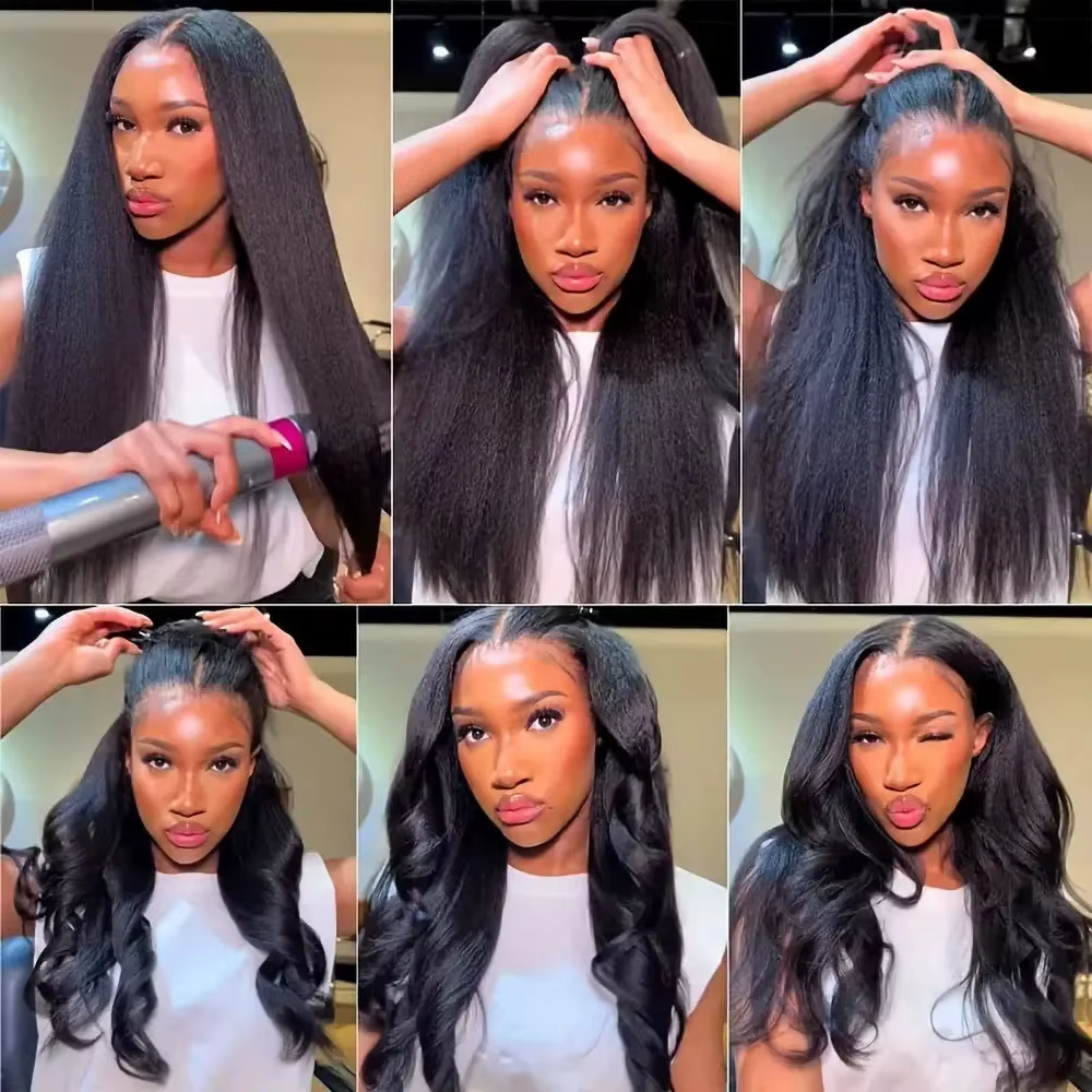 Bon Prix Perruque 360 Lace Frontal Cheveux Humain Kinky Straight Cheveux Humains Full Lace Perruque