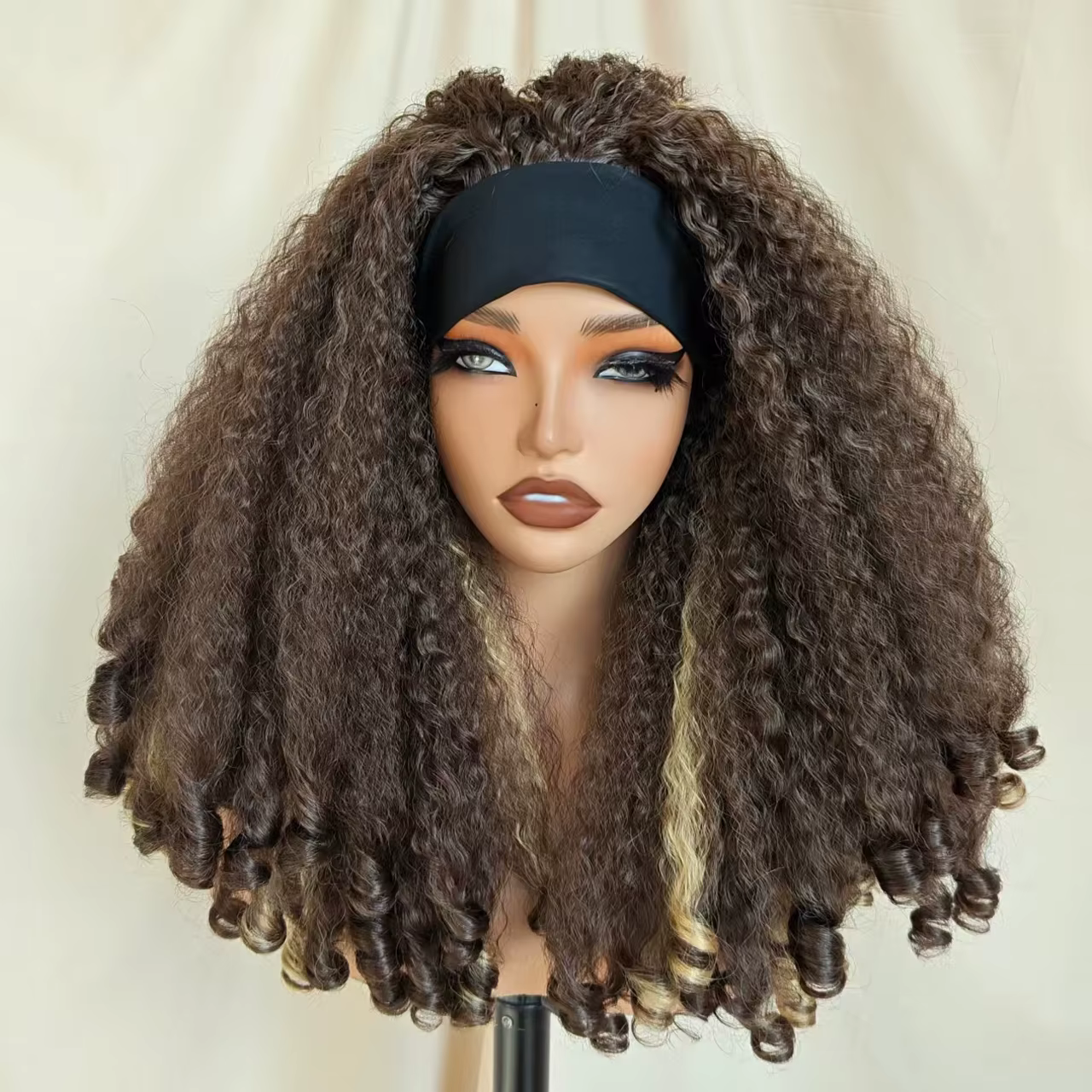 Perruque bandeau Afro bouclée X-TRESS pour femmes, cheveux synthétiques longs de 20 pouces, crépus e