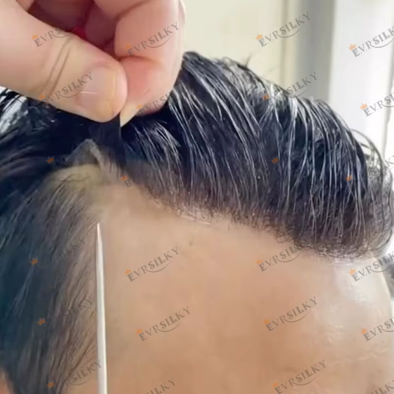 1B40 1B65 gris cheveux humains hommes toupet indécutable 0.1mm Pu Base homme perruques remplacement 