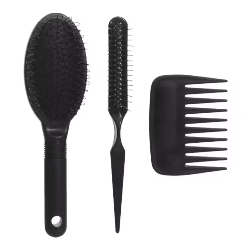 Ensemble de 3 brosses à perruque, brosse à boucle pour perruque, brosse à dents larges et peignes à 