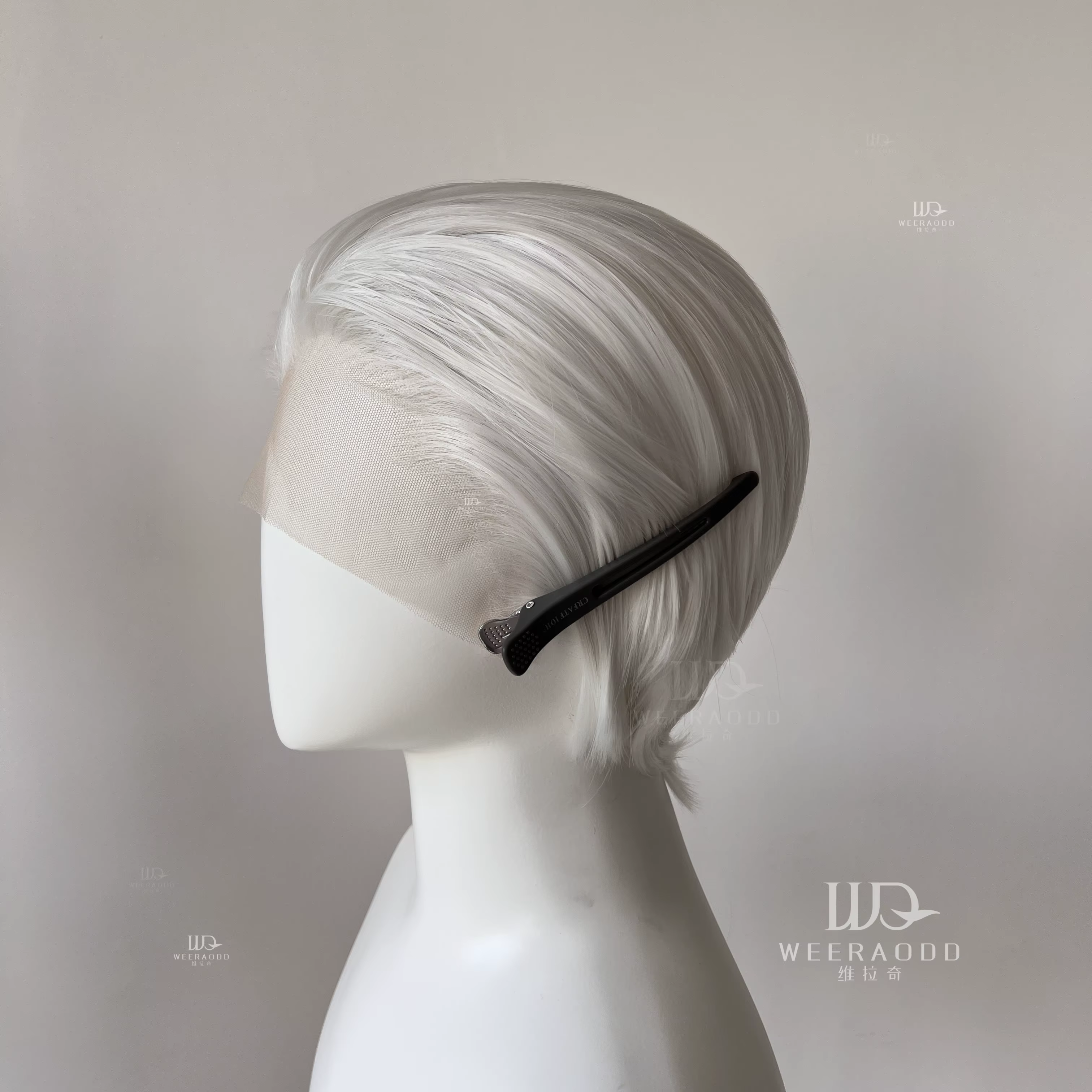 Perruque Lace Front Wig synthétique courte blanche, 8 pouces, 13x4, Blonde argentée, en Fiber résist