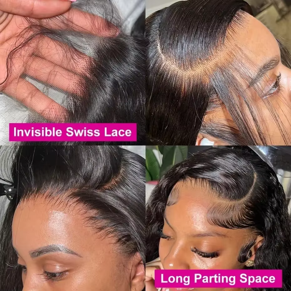 Perruque Lace Frontal Wig 100% naturelle, Body Wave, sans colle, 6x4, 5x5, 9x6, 7x5, 13x4, 13x6, 360