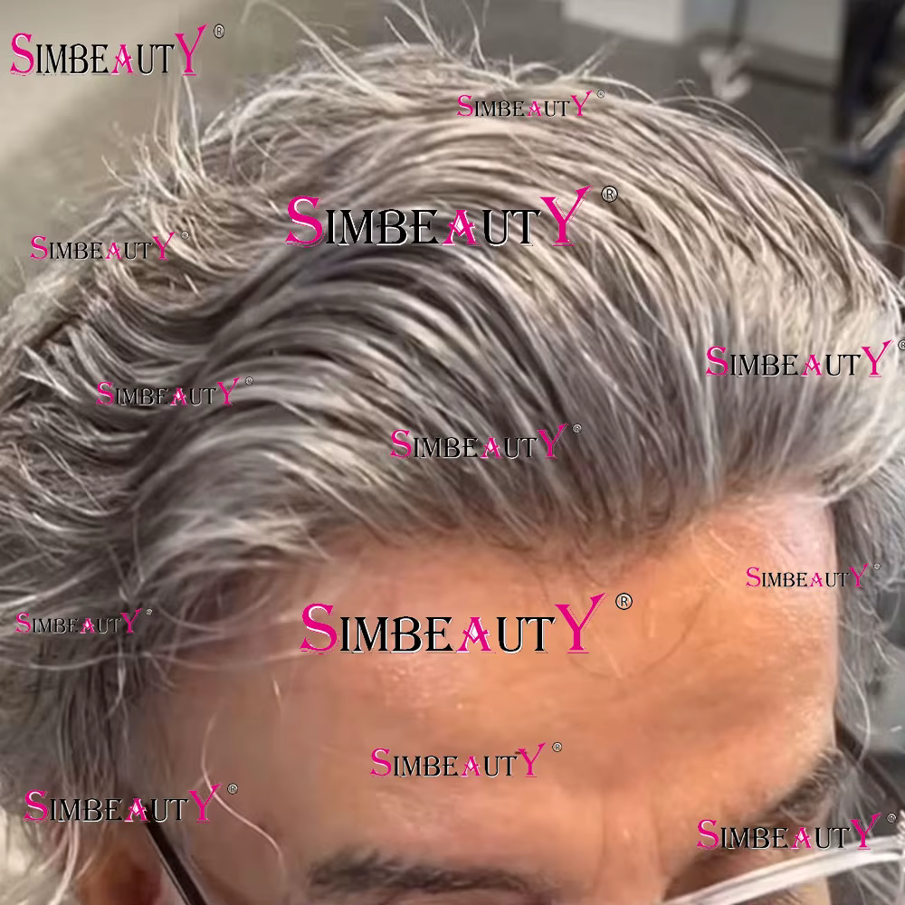 Noir brun 1b40 1b80 gris toupet 100% cheveux humains pour hommes 0.1mm Super pleine peau mince homme