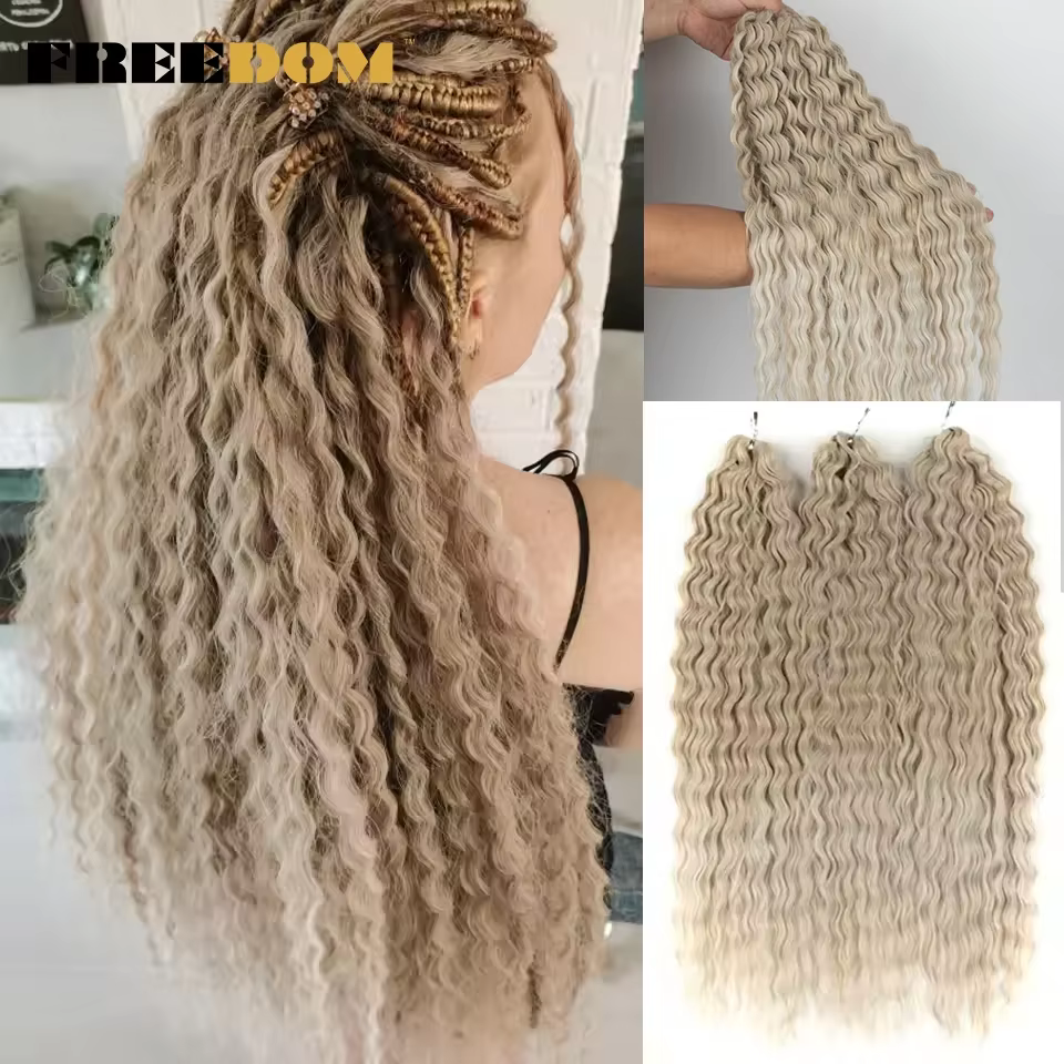 Ariel synthétique torsion Crochet cheveux 22 pouces 300g vague d'eau Extensions de cheveux Ombre Blo