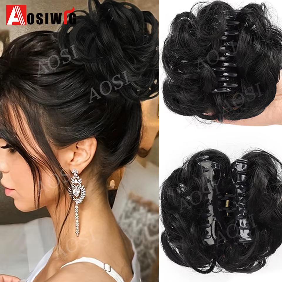 Chignon Synthétique à réinitialisation pour Queue de Cheval, Postiche Bouclée, Noire et Blonde