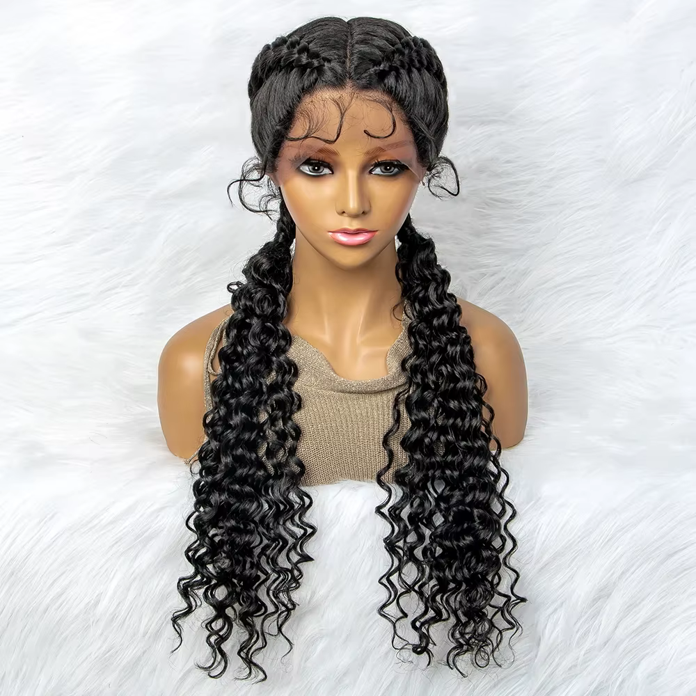 Perruque Lace Front Synthétique Bouclée et Ondulée pour Femme Africaine, Tressée, Afro, Cornrow Twis
